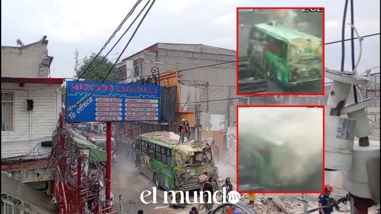 Barda se desploma sobre camión de pasajeros en La Lagunilla y deja cuatro lesionados