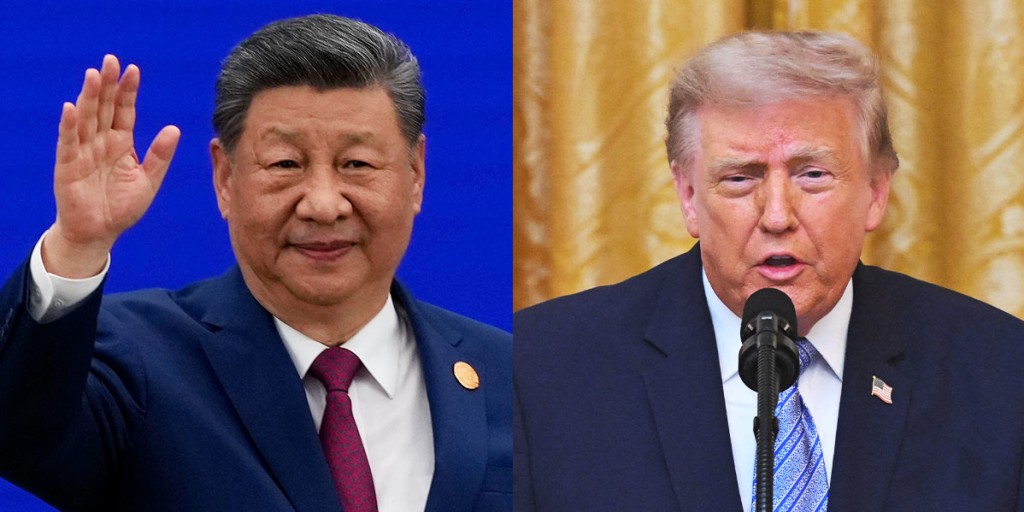 Trump vs Xi Jinping: dos discursos que marcan el rumbo global Donald Trump y Xi Jinping en imágenes separadas representando el contraste entre los discursos de Estados Unidos y China sobre el futuro global
