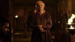 Escena de la película The Odyssey de Christopher Nolan mostrando al perro Argos