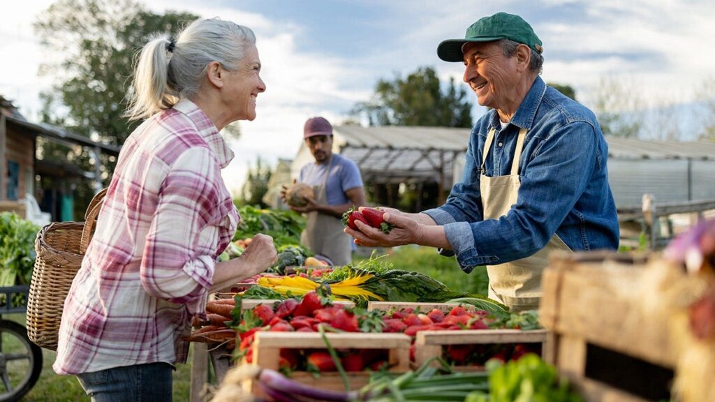 Cyclospora dispara ventas en mercados locales de EE.UU.: qué pasa Mercado de agricultores en Estados Unidos con consumidores comprando lechugas y verduras locales como alternativa ante el brote de Cyclospora