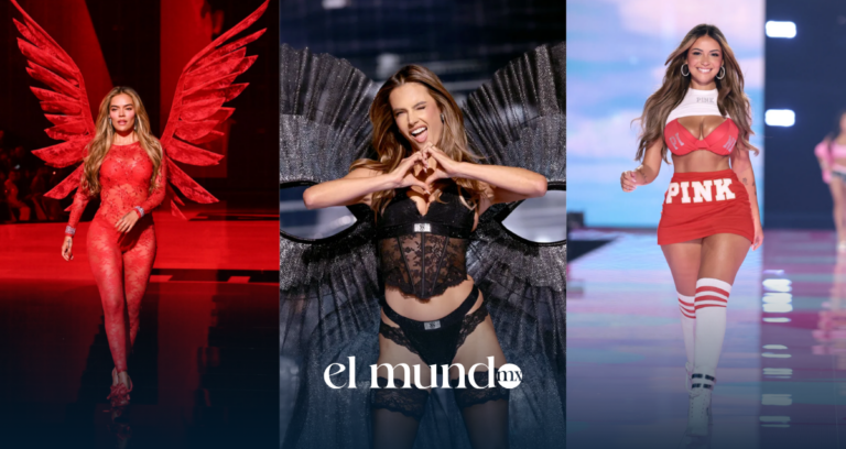 Modelos durante un desfile de Victoria's Secret luciendo lencería sobre la pasarela