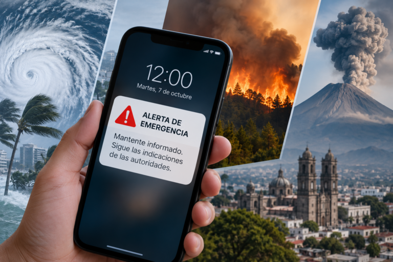 Celular mostrando una alerta de emergencia en México